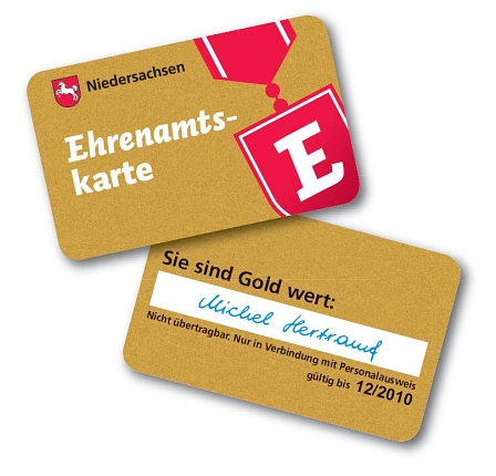 Ehrenamtskarte Vor- und Rückseite Niedersachsen © Stadt Springe