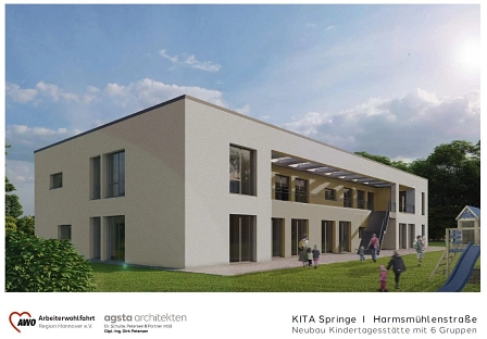 Entwurf Kita Neubau Harmsmühlenstraße © agsta Architekten
