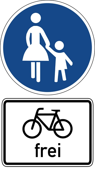 Gehweg und Radfahren frei Schilder © Stadt Springe