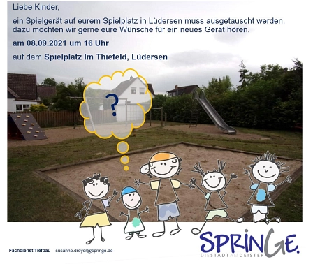 Kinderbeteiligung Spielplatz Im Thiefeld © Stadt Springe