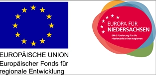 Logo EU / EFRE mit Fondsbezeichnung sowie Logo Europa für Niedersachsen Logo EU / EFRE mit Fondsbezeichnung sowie Logo Europa für Niedersachsen © EU