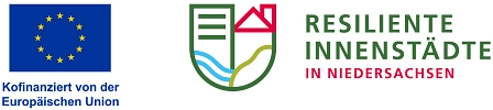Logo Resiliente Innenstädte in Niedersachsen © Resiliente Innenstädte, Kofinanziert von der Europäischen Union