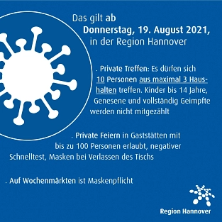 Neue Coronaverodnung ab 19.08.21 © Region Hannover