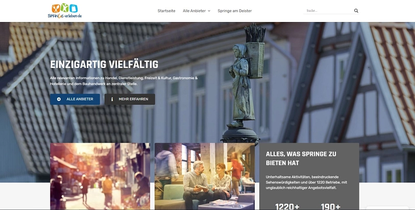 Screenshot Webseite springe-erleben.de © Stadt Springe