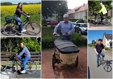 STADTRADELN-Koordinator*innen und Bürgermeister auf Fahrrädern © Stadt Springe